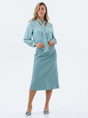 Юбка миди с разрезом полынь